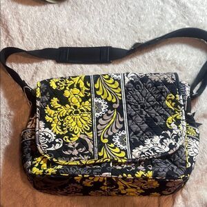 Black and Yellow Crossbody Bag with Floral Pattern vera bradley